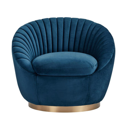 Armen Living - Mitzy Navy Velvet Swivel Accent Chair with Gold Base - LCMTCHNAVY veiw 2
