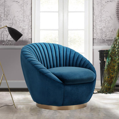 Armen Living - Mitzy Navy Velvet Swivel Accent Chair with Gold Base - LCMTCHNAVY veiw 7