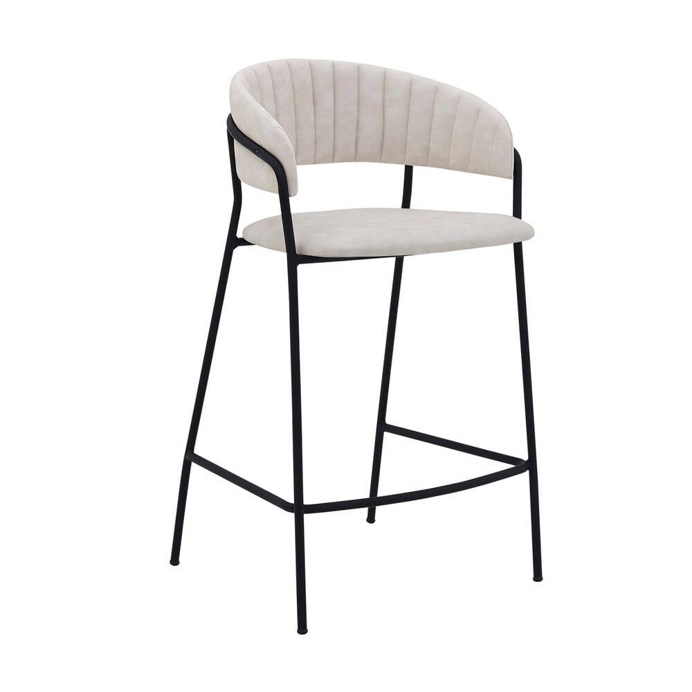 Armen Living - Nara 26in Cream Faux Leather and Metal Counter Height Bar Stool - LCNRBABLCRM26 veiw 1