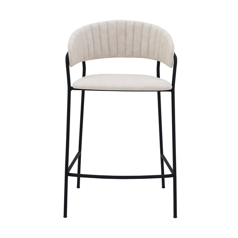 Armen Living - Nara 26in Cream Faux Leather and Metal Counter Height Bar Stool - LCNRBABLCRM26 veiw 2