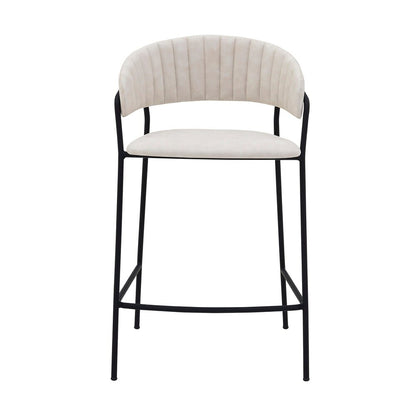 Armen Living - Nara 26in Cream Faux Leather and Metal Counter Height Bar Stool - LCNRBABLCRM26 veiw 2