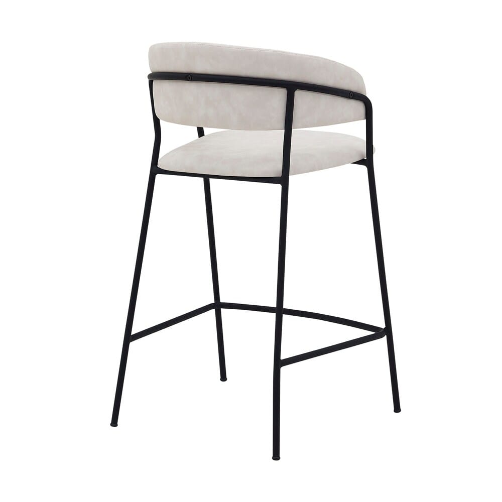 Armen Living - Nara 26in Cream Faux Leather and Metal Counter Height Bar Stool - LCNRBABLCRM26 veiw 3