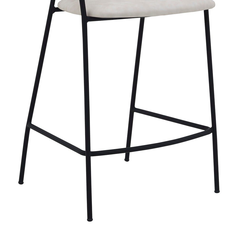 Armen Living - Nara 26in Cream Faux Leather and Metal Counter Height Bar Stool - LCNRBABLCRM26 veiw 6