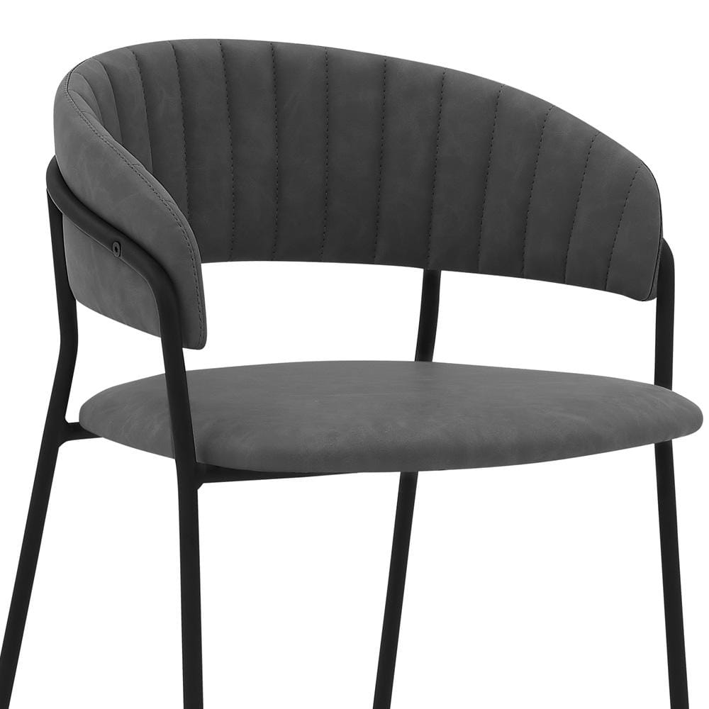 Armen Living - Nara 26in Gray Faux Leather and Metal Counter Height Barstool with Black frame - LCNRBABLGRY26 veiw 4