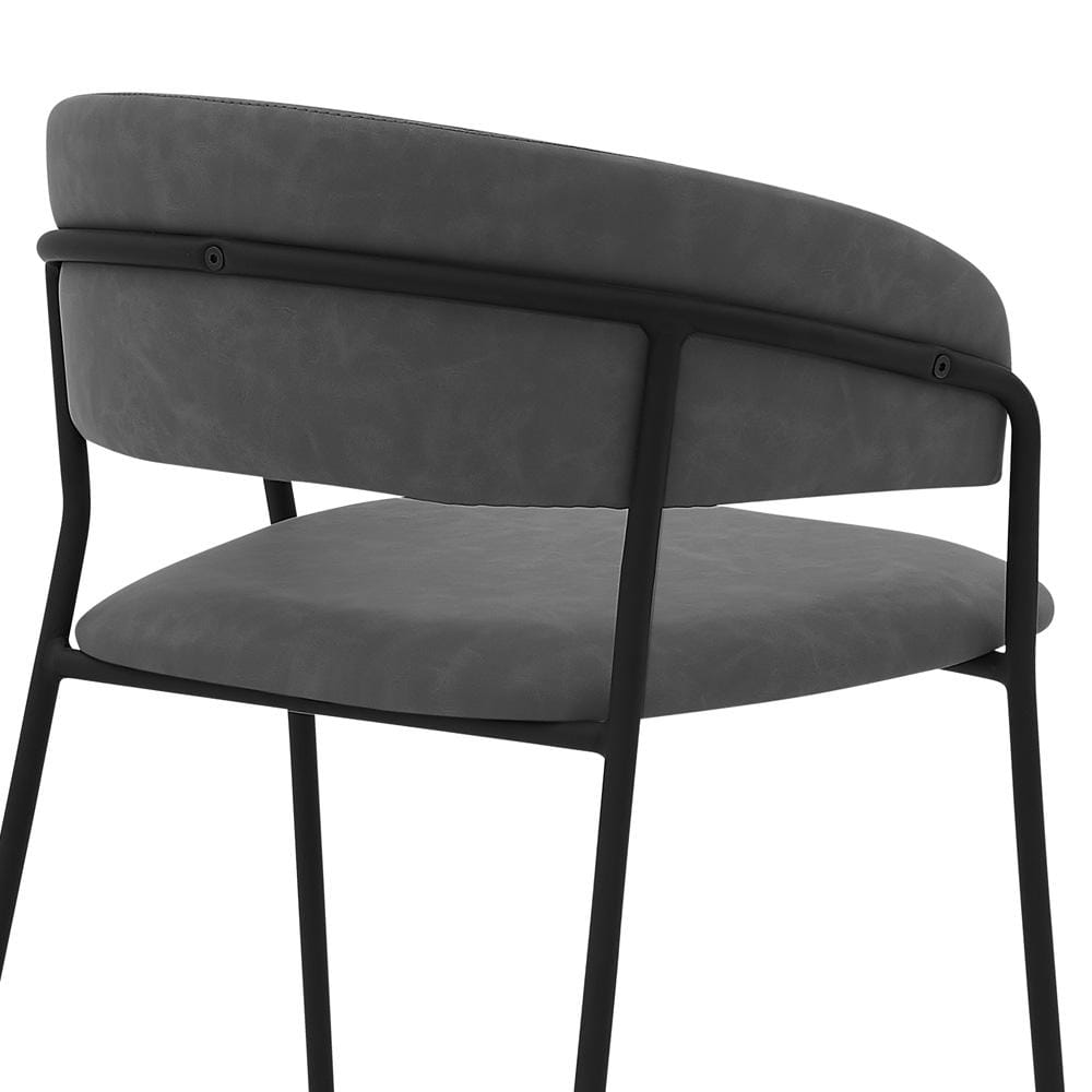 Armen Living - Nara 26in Gray Faux Leather and Metal Counter Height Barstool with Black frame - LCNRBABLGRY26 veiw 5