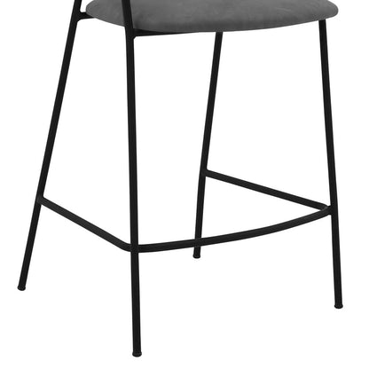 Armen Living - Nara 26in Gray Faux Leather and Metal Counter Height Barstool with Black frame - LCNRBABLGRY26 veiw 6