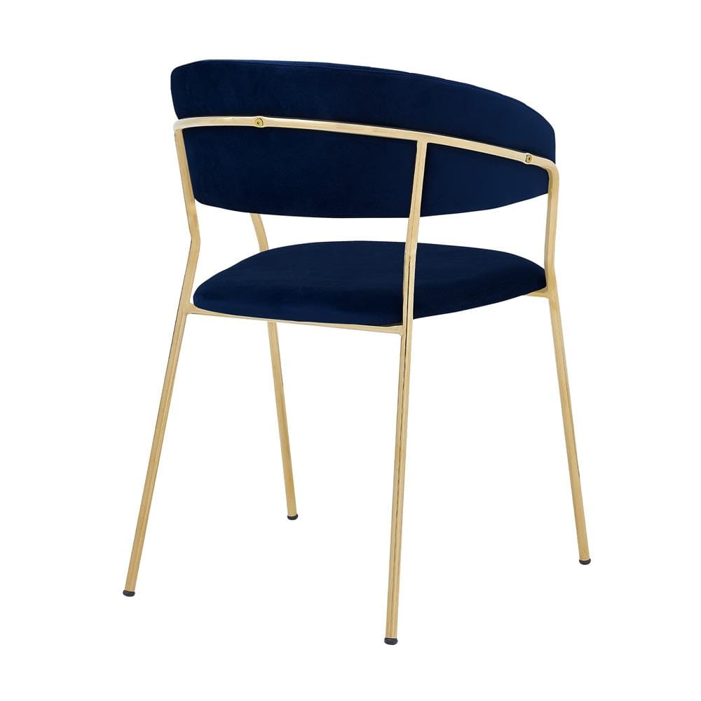 Armen Living - Nara Modern Blue Velvet and Gold Metal Leg Dining Room Chairs (Set of 2) - LCNRSIGLBLU veiw 2