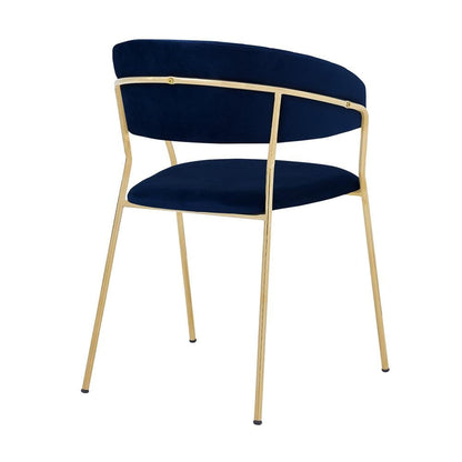 Armen Living - Nara Modern Blue Velvet and Gold Metal Leg Dining Room Chairs (Set of 2) - LCNRSIGLBLU veiw 2