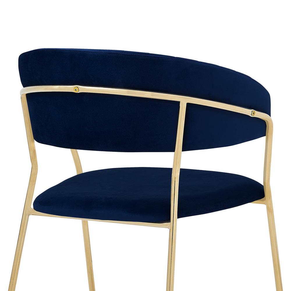 Armen Living - Nara Modern Blue Velvet and Gold Metal Leg Dining Room Chairs (Set of 2) - LCNRSIGLBLU veiw 4