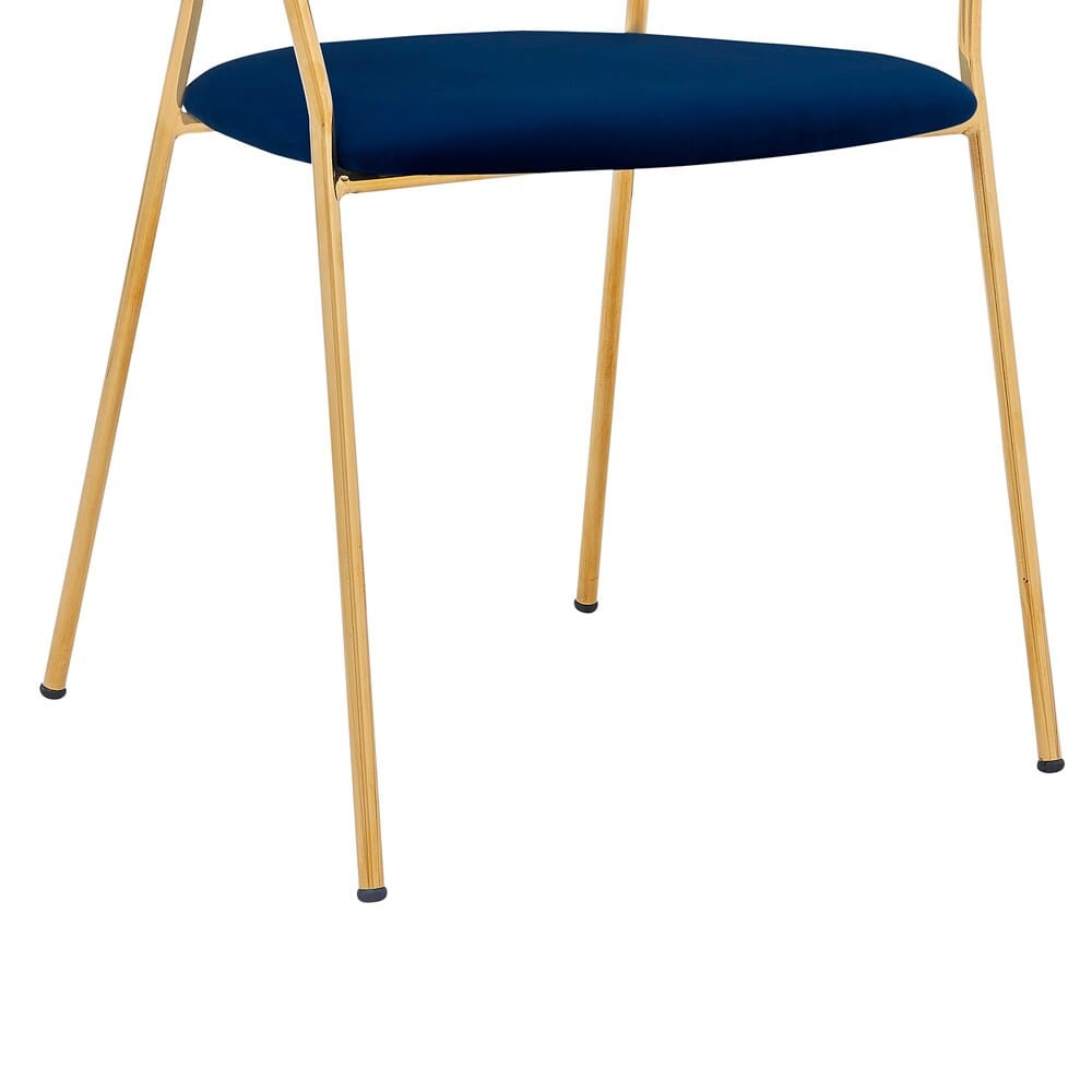 Armen Living - Nara Modern Blue Velvet and Gold Metal Leg Dining Room Chairs (Set of 2) - LCNRSIGLBLU veiw 5