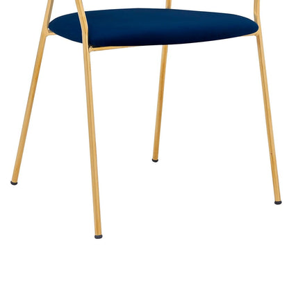 Armen Living - Nara Modern Blue Velvet and Gold Metal Leg Dining Room Chairs (Set of 2) - LCNRSIGLBLU veiw 5