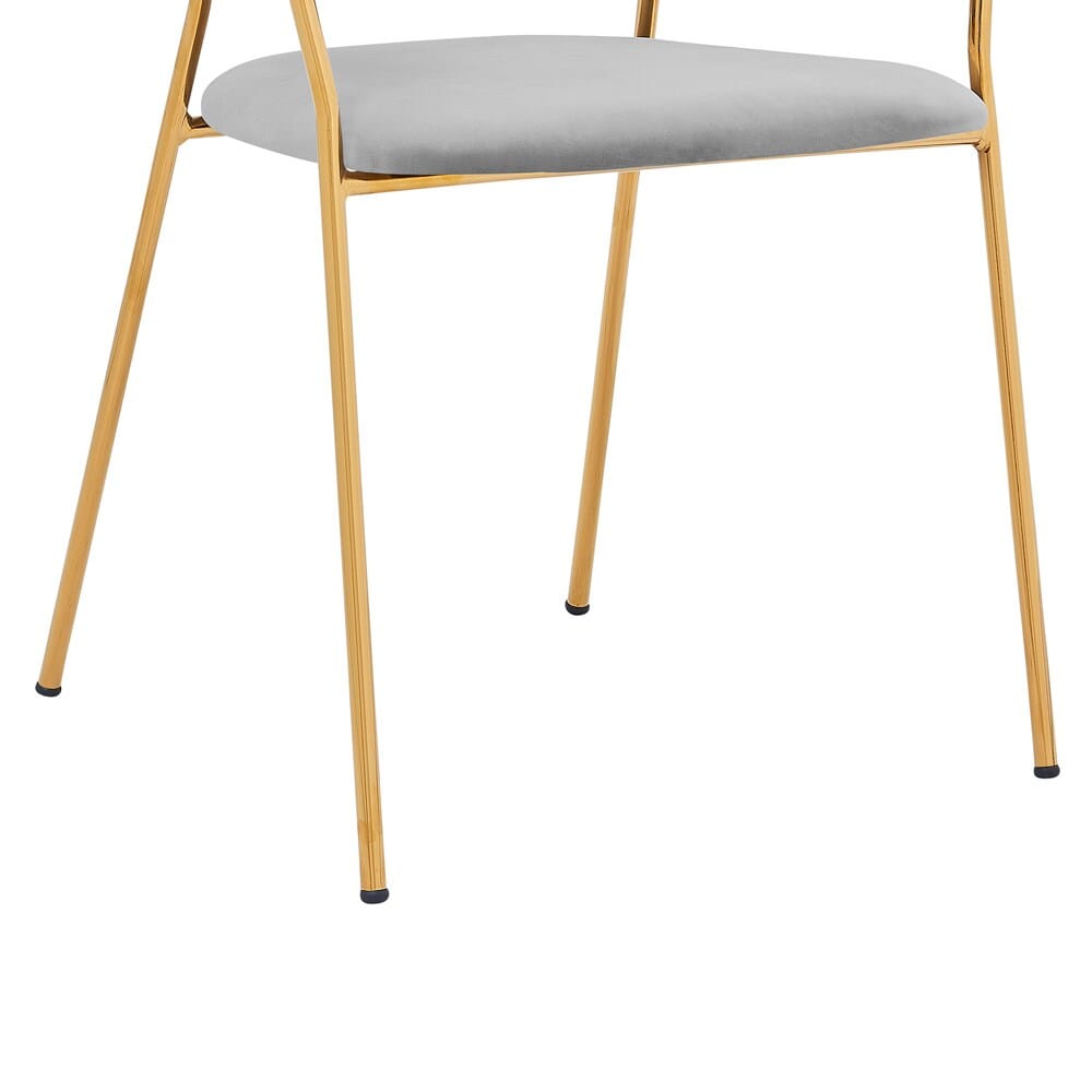 Armen Living - Nara Modern Gray Velvet and Gold Metal Leg Dining Room Chairs (Set of 2) - LCNRSIGLGRY veiw 5