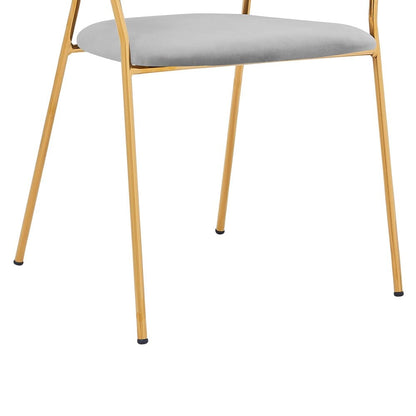 Armen Living - Nara Modern Gray Velvet and Gold Metal Leg Dining Room Chairs (Set of 2) - LCNRSIGLGRY veiw 5