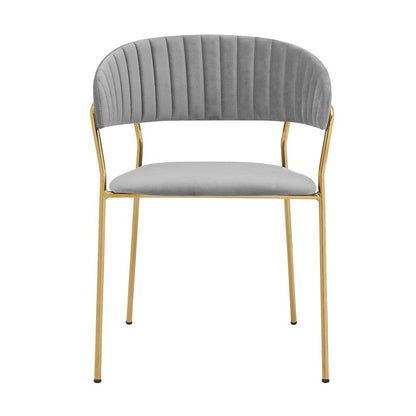 Armen Living - Nara Modern Gray Velvet and Gold Metal Leg Dining Room Chairs (Set of 2) - LCNRSIGLGRY veiw 6
