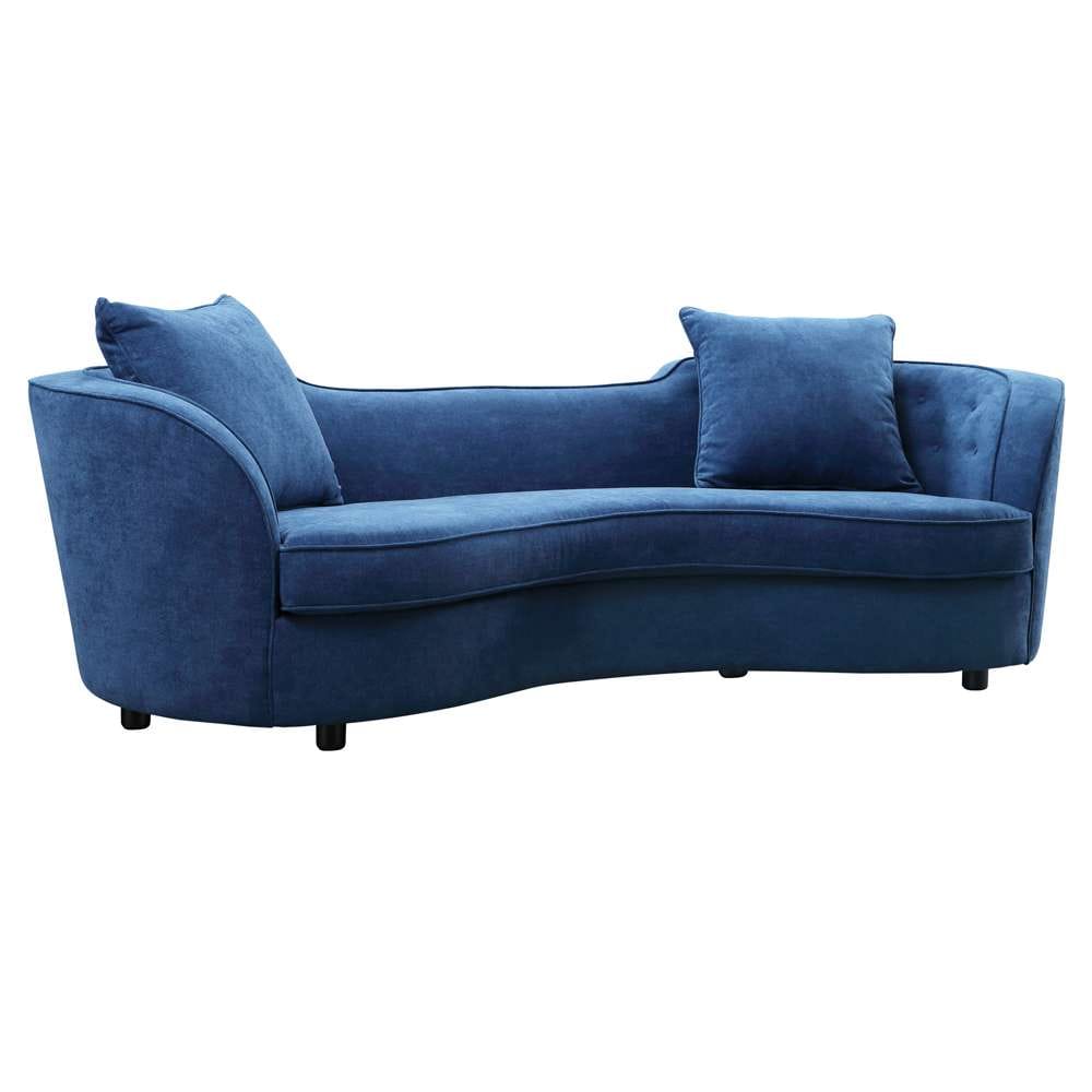 Armen Living - Palisade Contemporary Sofa in Blue Velvet with Brown Wood Legs - LCPA3BLUE veiw 1