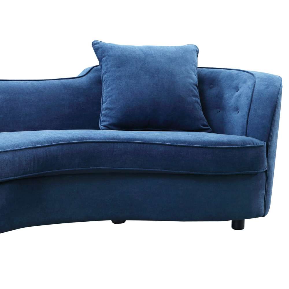 Armen Living - Palisade Contemporary Sofa in Blue Velvet with Brown Wood Legs - LCPA3BLUE veiw 2