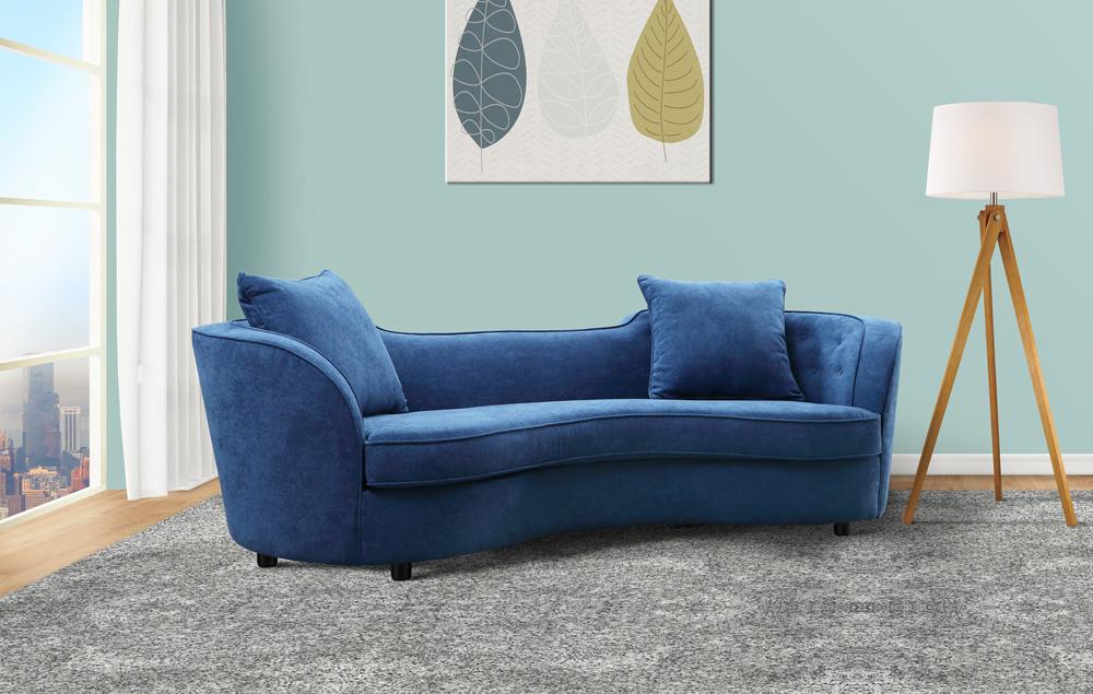 Armen Living - Palisade Contemporary Sofa in Blue Velvet with Brown Wood Legs - LCPA3BLUE veiw 3