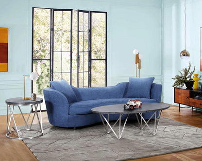 Armen Living - Palisade Contemporary Sofa in Blue Velvet with Brown Wood Legs - LCPA3BLUE veiw 4