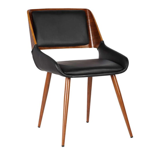 Armen Living - Panda Mid-Century Dining Chair in Walnut Finish and Black Faux Leather - LCPNSIWABL veiw 1