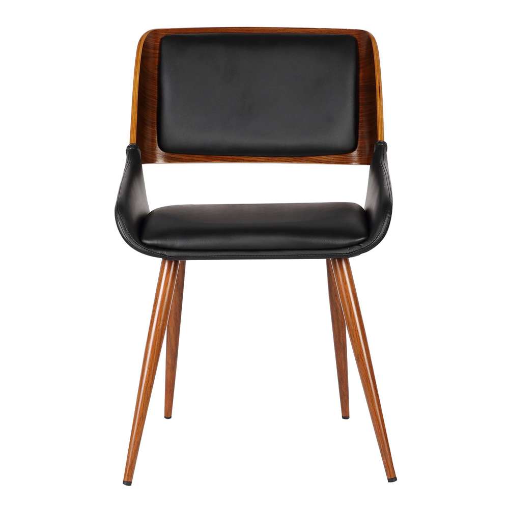 Armen Living - Panda Mid-Century Dining Chair in Walnut Finish and Black Faux Leather - LCPNSIWABL veiw 2