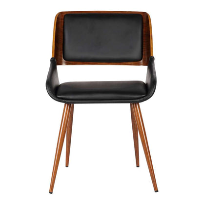 Armen Living - Panda Mid-Century Dining Chair in Walnut Finish and Black Faux Leather - LCPNSIWABL veiw 2