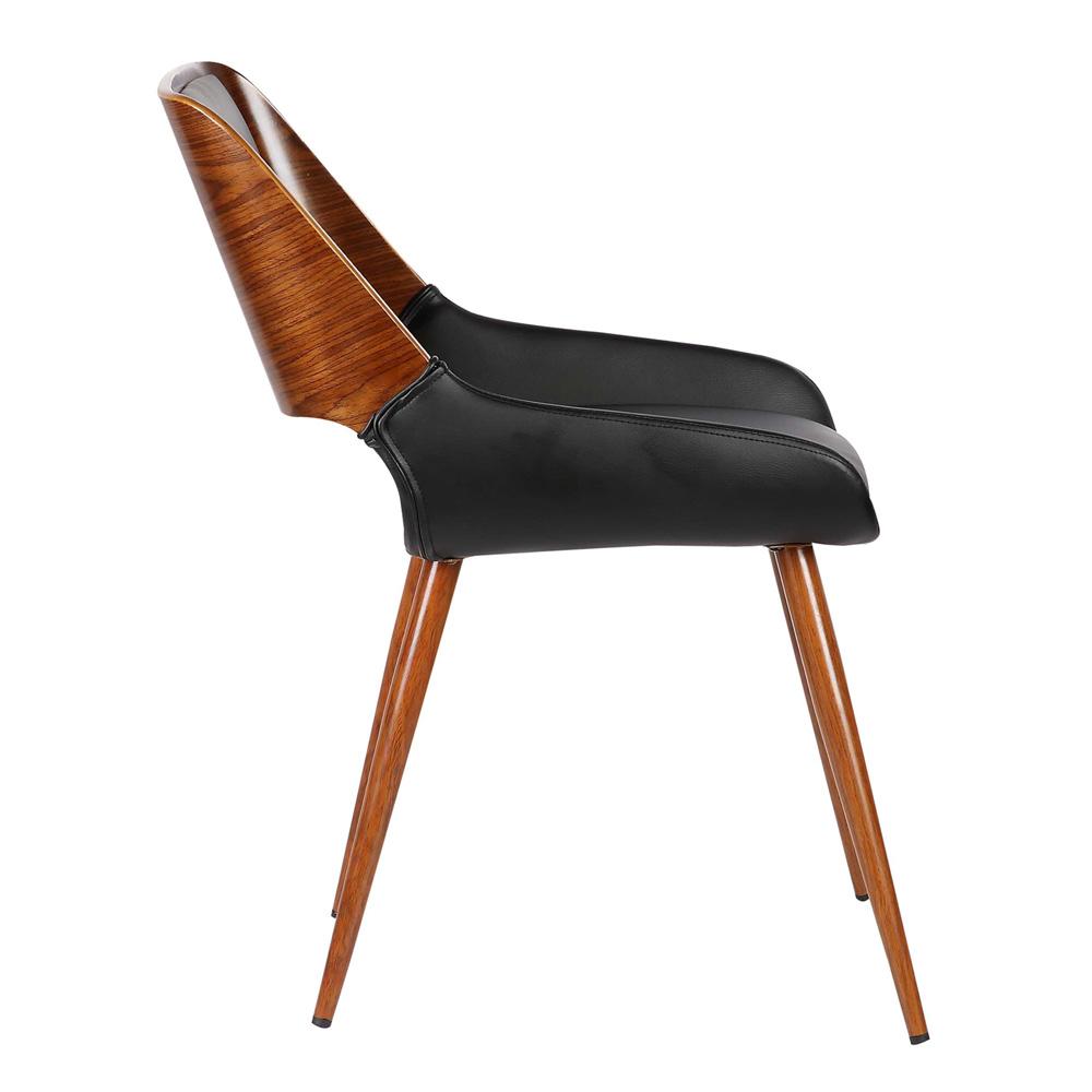 Armen Living - Panda Mid-Century Dining Chair in Walnut Finish and Black Faux Leather - LCPNSIWABL veiw 3
