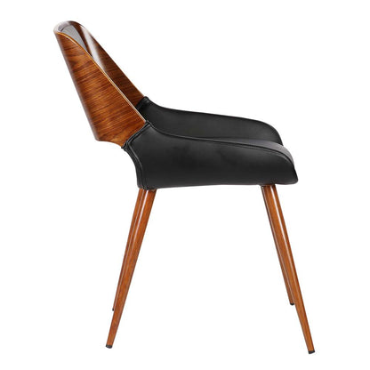 Armen Living - Panda Mid-Century Dining Chair in Walnut Finish and Black Faux Leather - LCPNSIWABL veiw 3