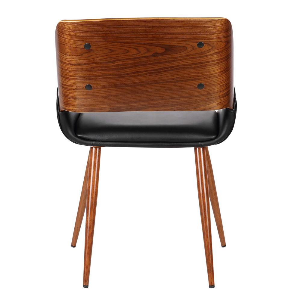 Armen Living - Panda Mid-Century Dining Chair in Walnut Finish and Black Faux Leather - LCPNSIWABL veiw 4