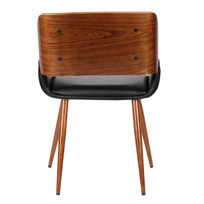 Armen Living - Panda Mid-Century Dining Chair in Walnut Finish and Black Faux Leather - LCPNSIWABL veiw 4
