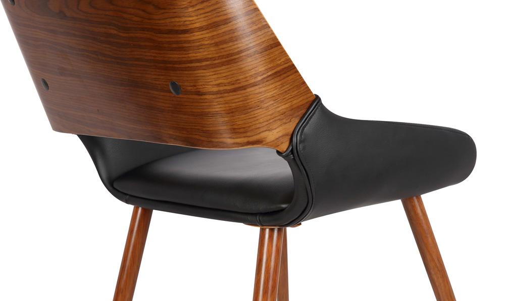 Armen Living - Panda Mid-Century Dining Chair in Walnut Finish and Black Faux Leather - LCPNSIWABL veiw 6