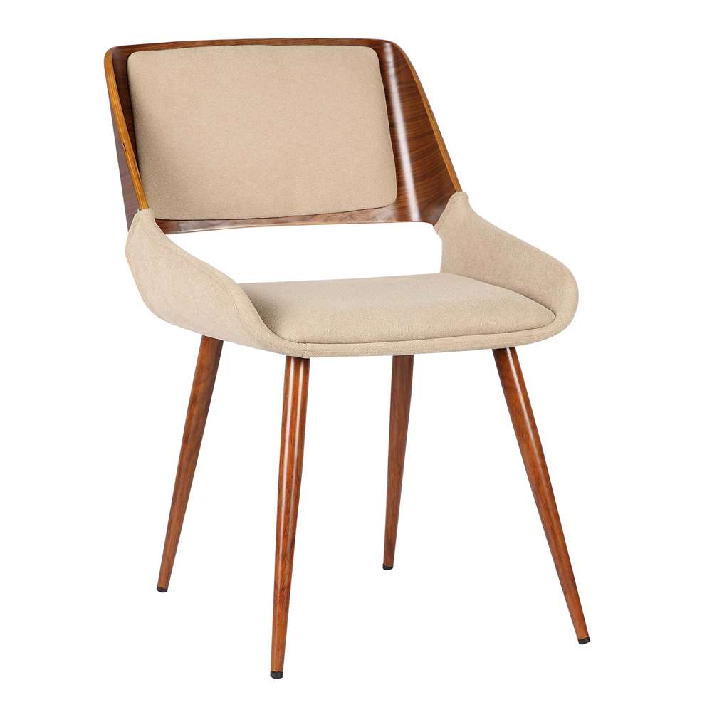 Armen Living - Panda Mid-Century Dining Chair in Walnut Finish and Brown Fabric - LCPNSIWABR veiw 1