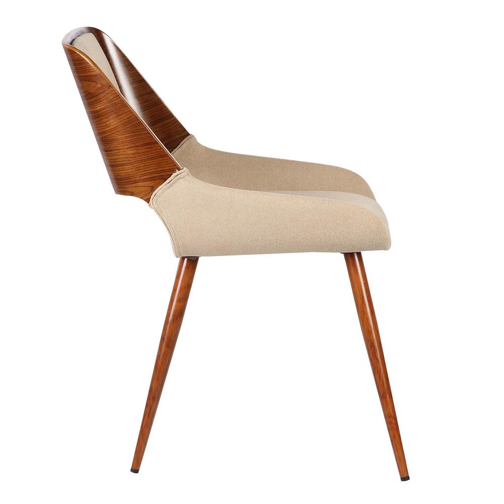 Armen Living - Panda Mid-Century Dining Chair in Walnut Finish and Brown Fabric - LCPNSIWABR veiw 3