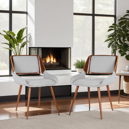 Armen Living - Panda Mid-Century Dining Chair Walnut Finish and Gray Fabric - LCPNSIWAGRAY veiw 8