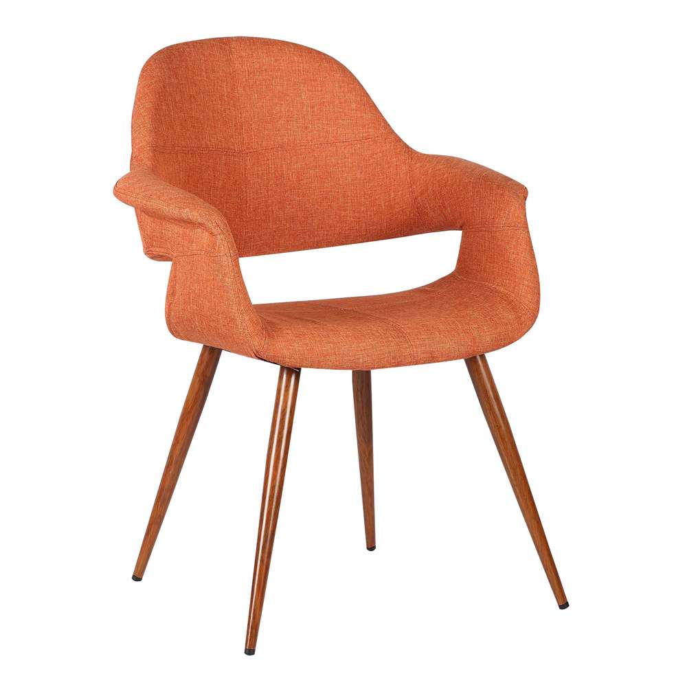 Armen Living - Phoebe Mid-Century Dining Chair in Walnut Finish and Orange Fabric - LCPHSIWAOR veiw 1