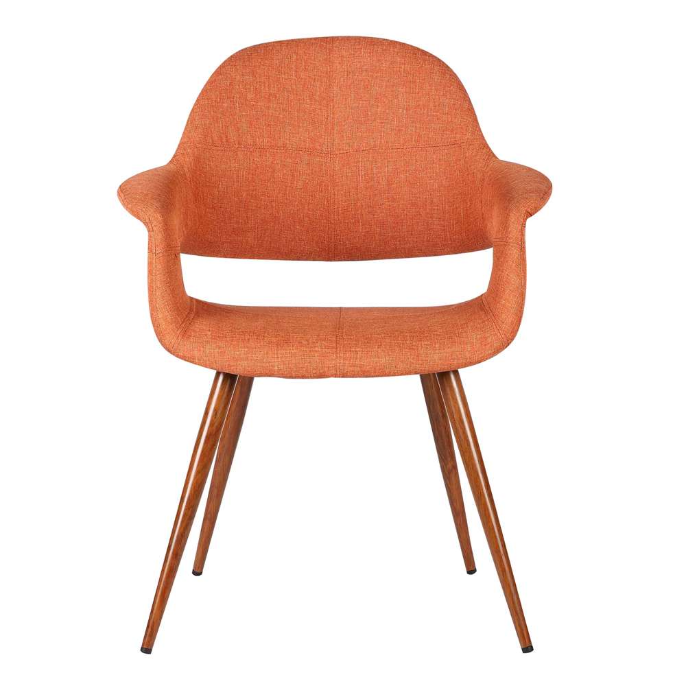 Armen Living - Phoebe Mid-Century Dining Chair in Walnut Finish and Orange Fabric - LCPHSIWAOR veiw 2