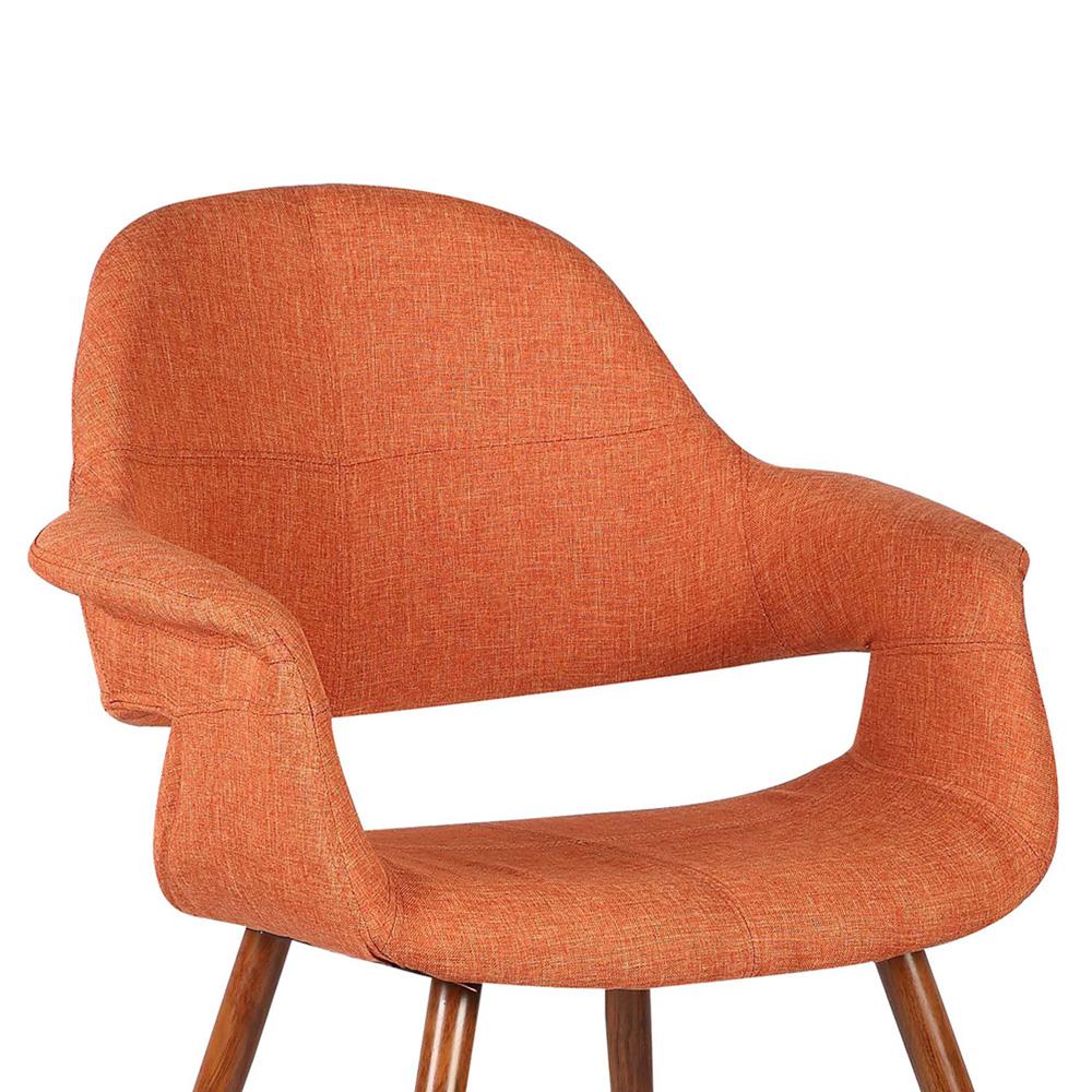 Armen Living - Phoebe Mid-Century Dining Chair in Walnut Finish and Orange Fabric - LCPHSIWAOR veiw 3