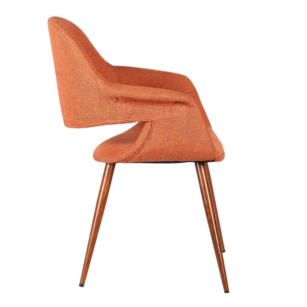 Armen Living - Phoebe Mid-Century Dining Chair in Walnut Finish and Orange Fabric - LCPHSIWAOR veiw 4
