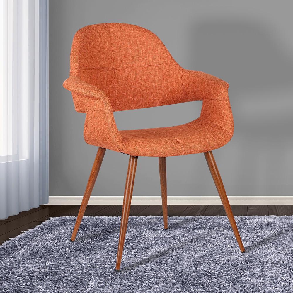 Armen Living - Phoebe Mid-Century Dining Chair in Walnut Finish and Orange Fabric - LCPHSIWAOR veiw 8