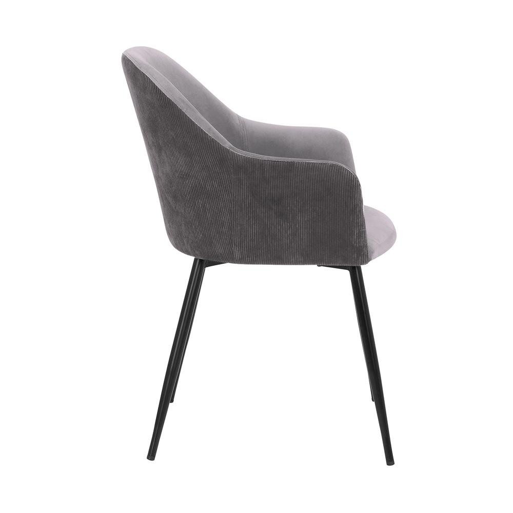Armen Living - Pixie Dark Grey and Black Fabric Dining Room Chair with Black Metal Legs - LCPXCHGR veiw 3