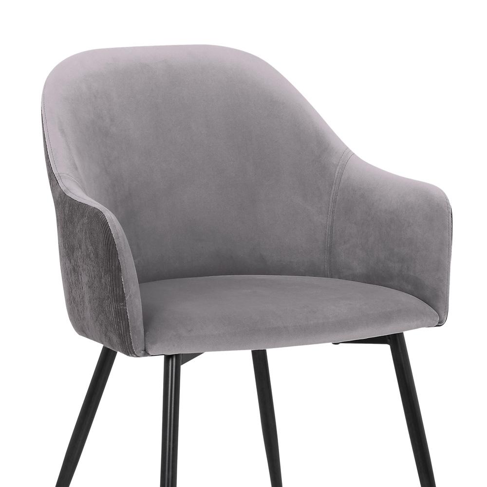 Armen Living - Pixie Dark Grey and Black Fabric Dining Room Chair with Black Metal Legs - LCPXCHGR veiw 6