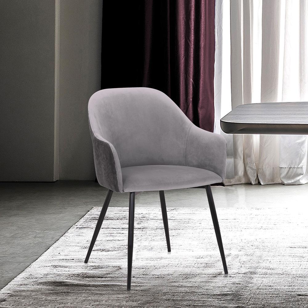 Armen Living - Pixie Dark Grey and Black Fabric Dining Room Chair with Black Metal Legs - LCPXCHGR veiw 10