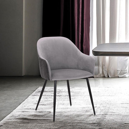 Armen Living - Pixie Dark Grey and Black Fabric Dining Room Chair with Black Metal Legs - LCPXCHGR veiw 10