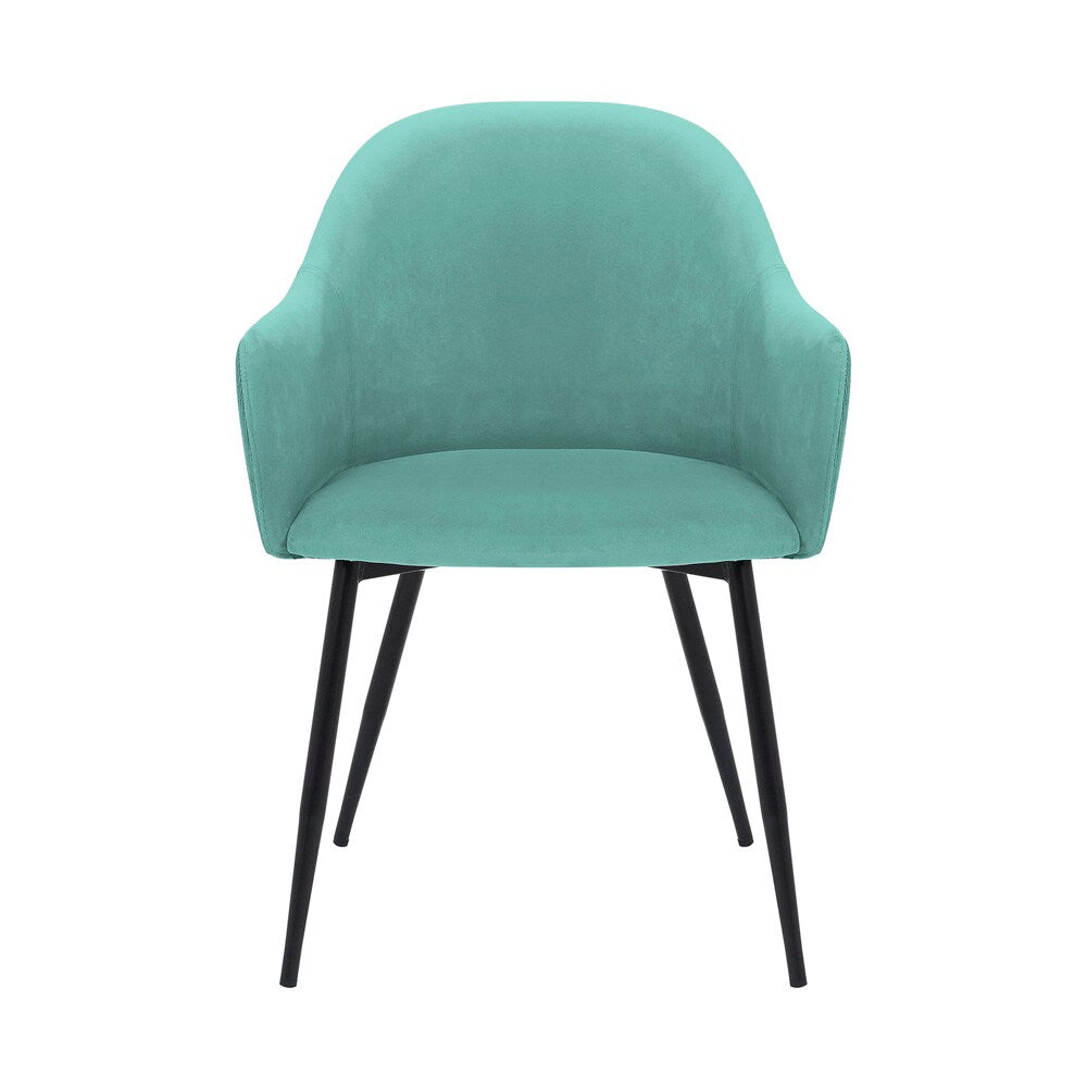 Armen Living - Pixie Two Tone Teal Fabric Dining Room Chair with Black Metal Legs - LCPXCHTL veiw 2