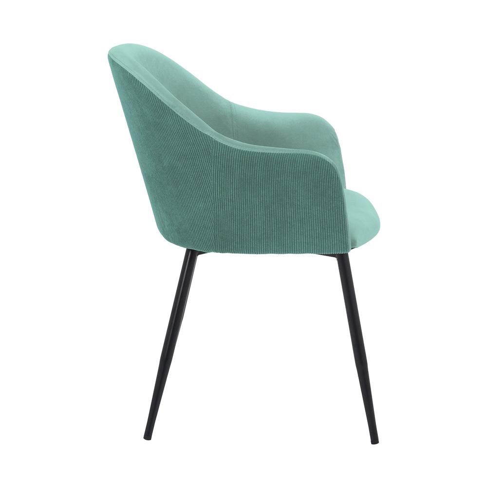 Armen Living - Pixie Two Tone Teal Fabric Dining Room Chair with Black Metal Legs - LCPXCHTL veiw 3