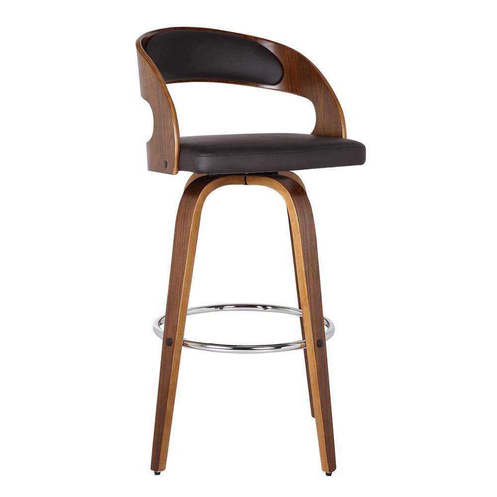 Armen Living - Shelly 26in Counter Height Swivel Brown Faux Leather and Walnut Wood Bar Stool - LCSHBABRWA26 veiw 1