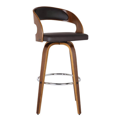 Armen Living - Shelly 26in Counter Height Swivel Brown Faux Leather and Walnut Wood Bar Stool - LCSHBABRWA26 veiw 1