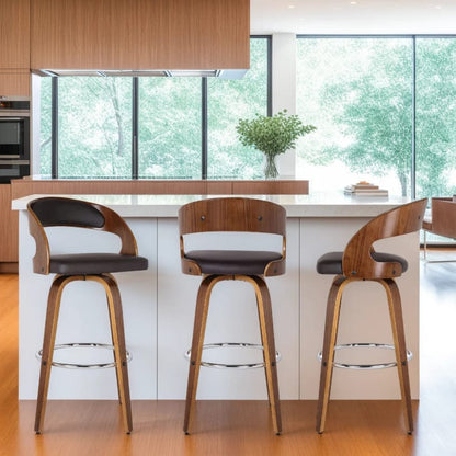 Armen Living - Shelly 26in Counter Height Swivel Brown Faux Leather and Walnut Wood Bar Stool - LCSHBABRWA26 view 8