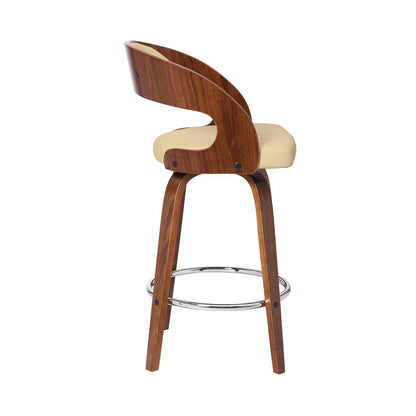 Armen Living - Shelly 26in Counter Height Swivel Cream Faux Leather and Walnut Wood Bar Stool - LCSHBACRWA26 veiw 3