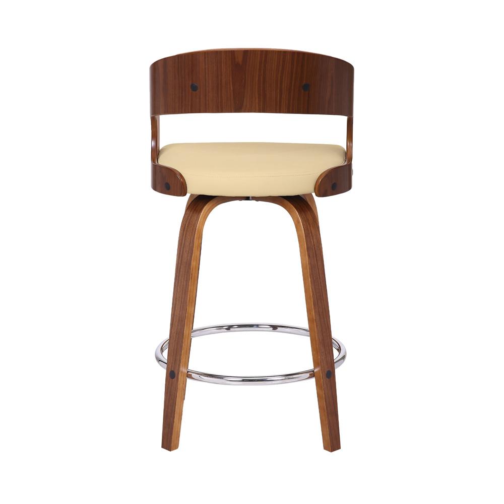 Armen Living - Shelly 26in Counter Height Swivel Cream Faux Leather and Walnut Wood Bar Stool - LCSHBACRWA26 veiw 5