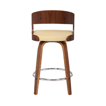 Armen Living - Shelly 26in Counter Height Swivel Cream Faux Leather and Walnut Wood Bar Stool - LCSHBACRWA26 veiw 5